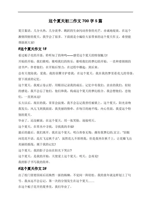 这个夏天初二作文700字5篇