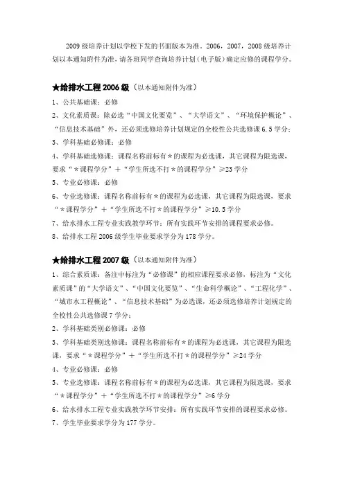 2008级培养计划以本...