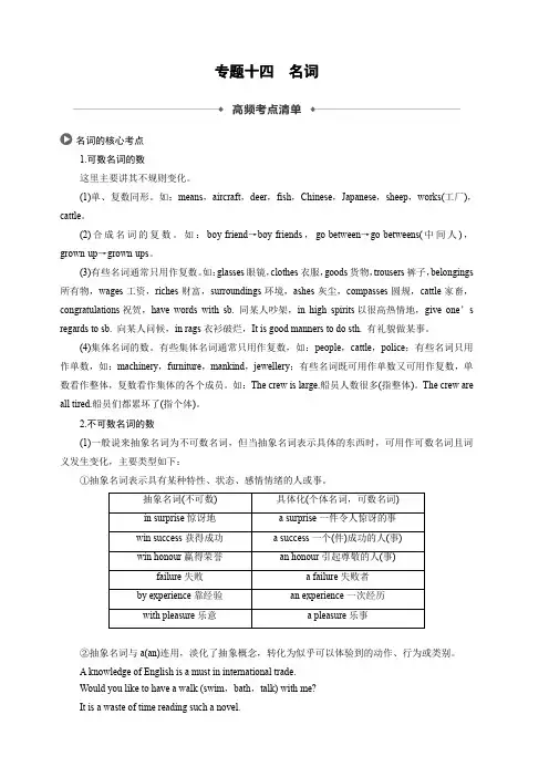 2020版高考英语新增分大一轮译林(江苏)版语法专题讲义：专题十四 含答案