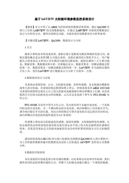 基于labVIEW太阳能环境参数监控系统设计