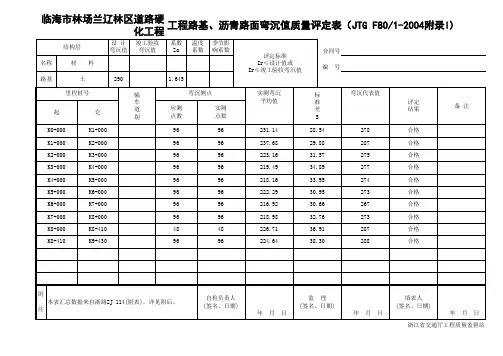 工程路基、沥青路面弯沉值质量评定表