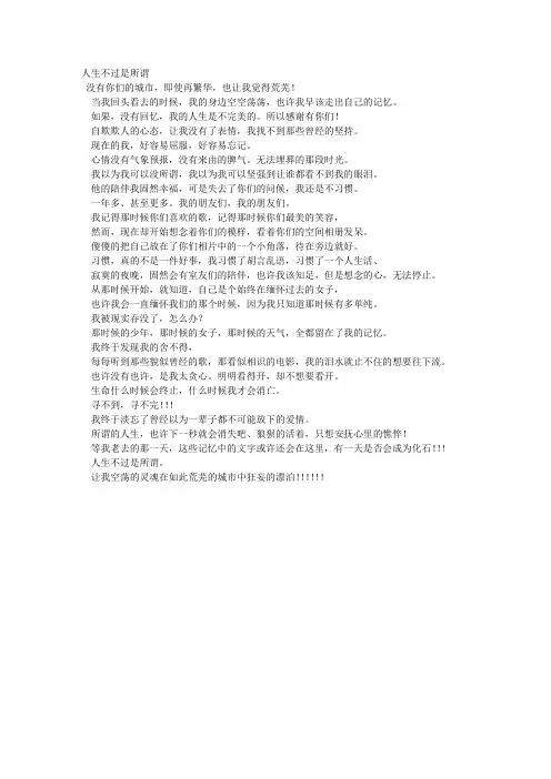 人生不过是所谓