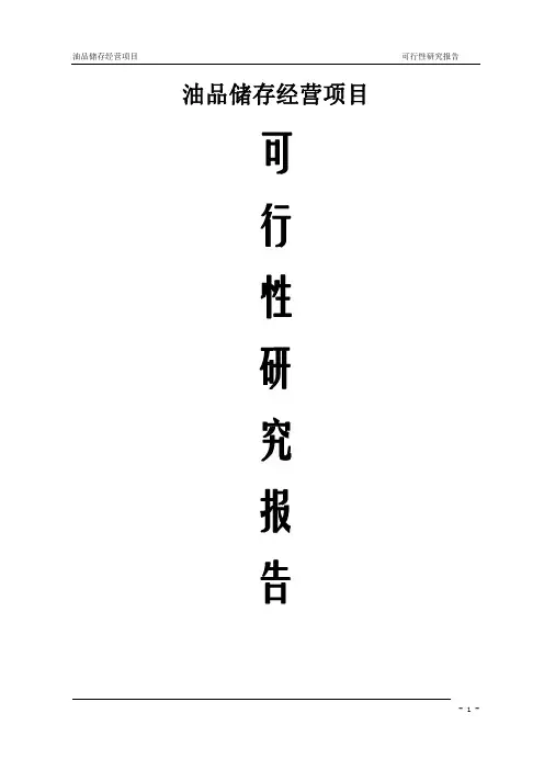 油品储存经营项目可研报告
