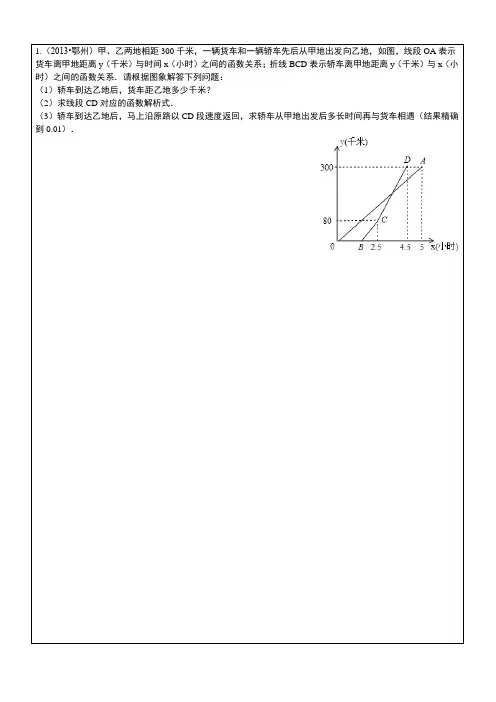 一次函数的应用(知识点+例题)