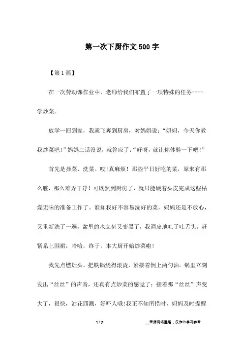 第一次下厨作文500字