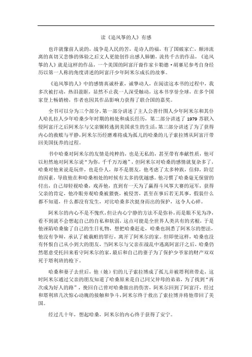 追风筝的人读后感