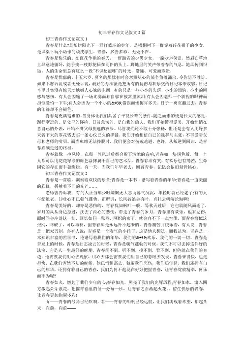 初三青春作文记叙文5篇