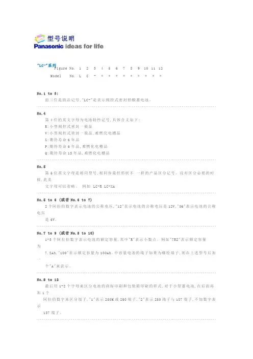 松下蓄电池型号说明