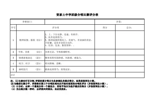 合唱比赛评分表