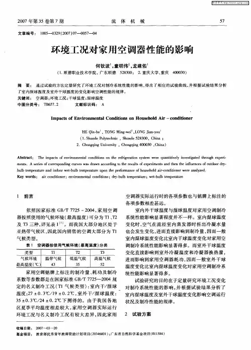 环境工况对家用空调器性能的影响