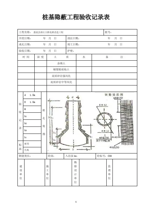 桩基隐蔽工程验收记录表