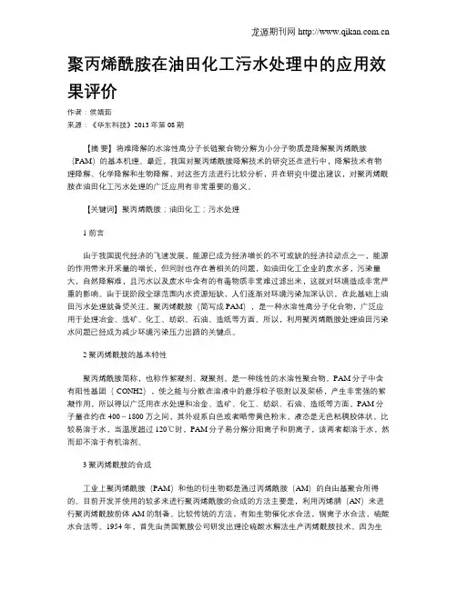 聚丙烯酰胺在油田化工污水处理中的应用效果评价