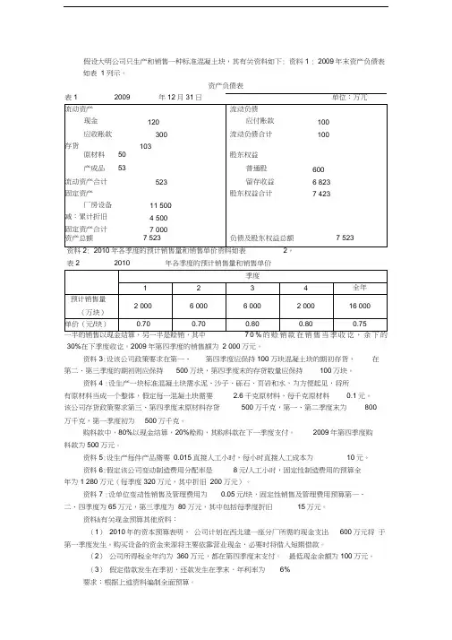 预算编制习题(附答案)