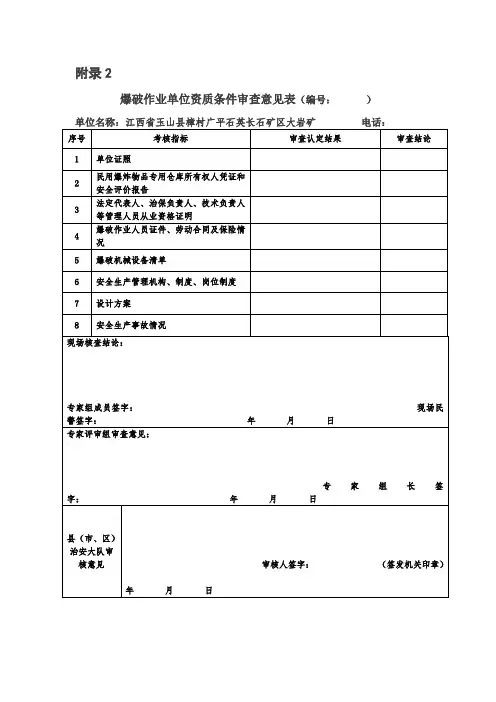 爆破资质审查意见表(1)