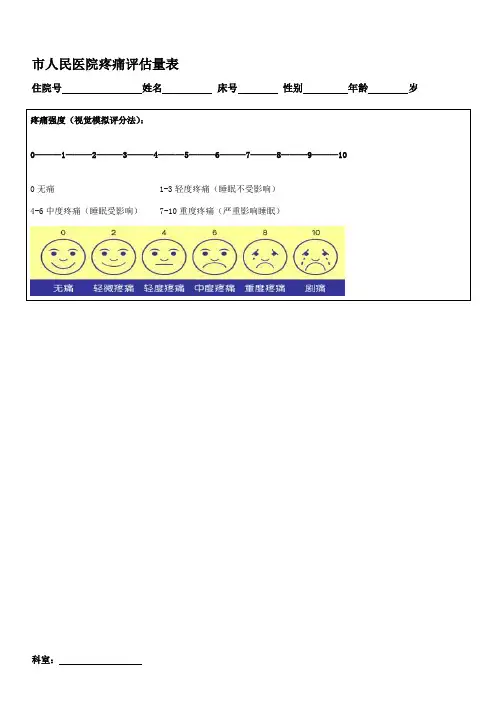 疼痛评估量表(通用)