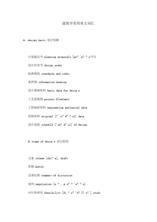 建筑学常见英语词汇