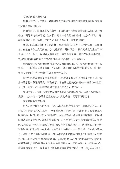 安全消防教育观后感600字作文