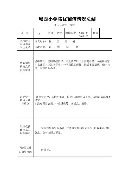 培优辅潜计划和记录
