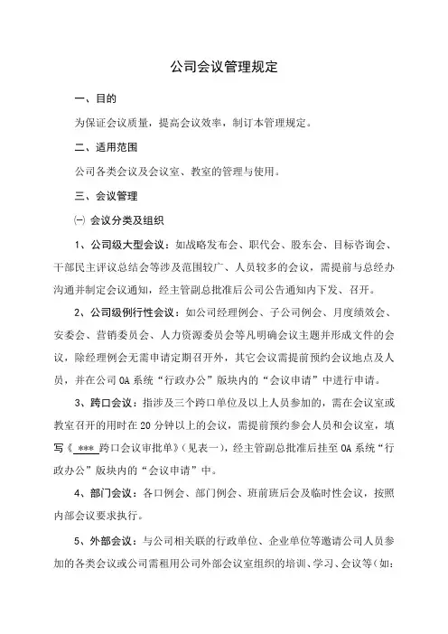 公司会议管理规定参考