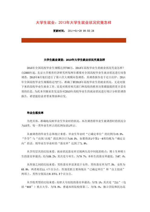 大学生就业状况报告2013