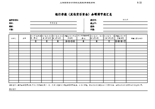 货币资金-银行存款余额调节表