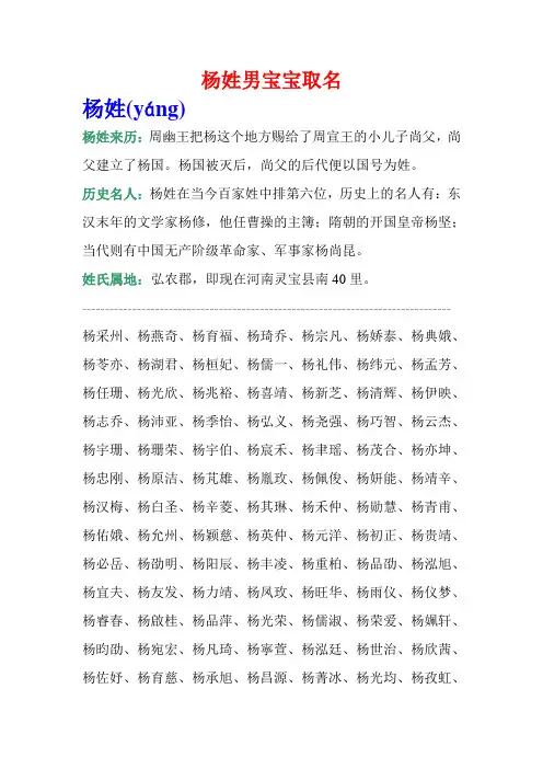 杨姓男宝宝取名