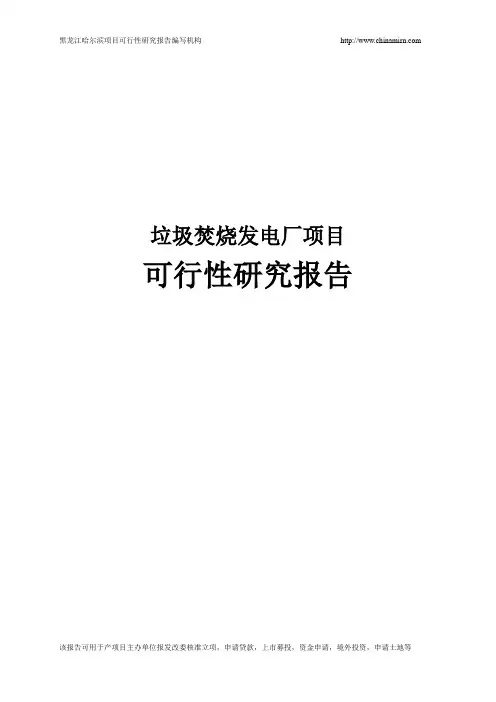垃圾焚烧发电厂项目可行性研究报告