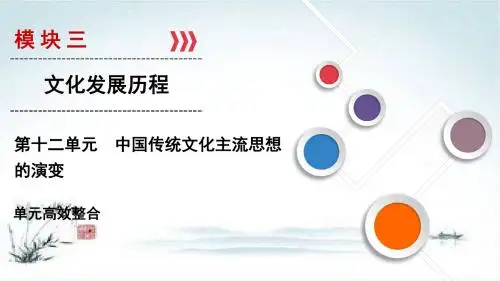 高考历史总复习精讲练课件：第十二单元 中国传统文化主流思想的演变 单元高效整合12
