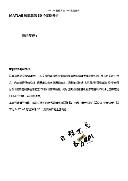 (最新整理)MATLAB智能算法30个案例分析