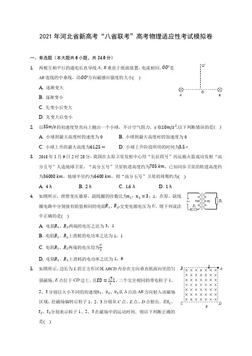 2021年河北省新高考“八省联考”高考物理适应性考试模拟卷(含解析)