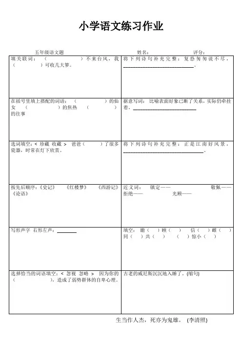 小学语文练习作业21