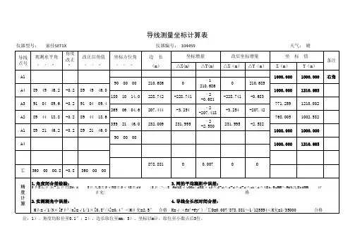 导线测量计算表(含数据)