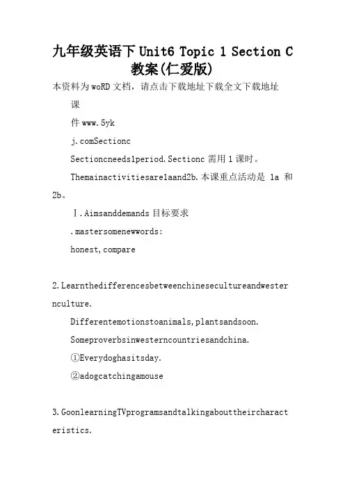 九年级英语下Unit6 Topic 1 Section C教案(仁爱版)