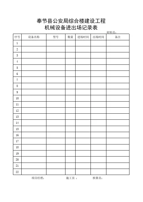 机械设备进出场记录表