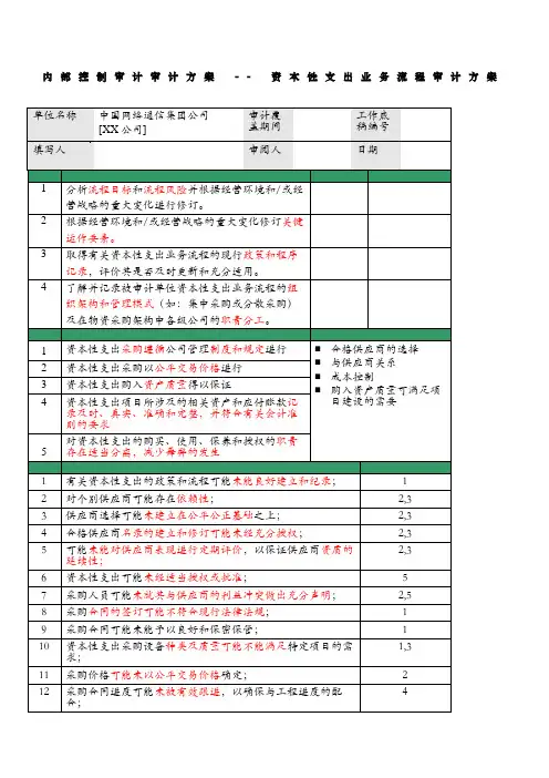 内部控制审计审计方案