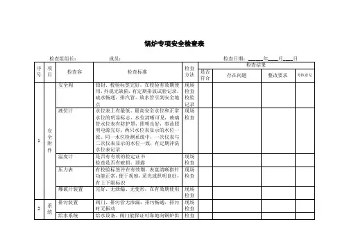 锅炉专项安全检查表1