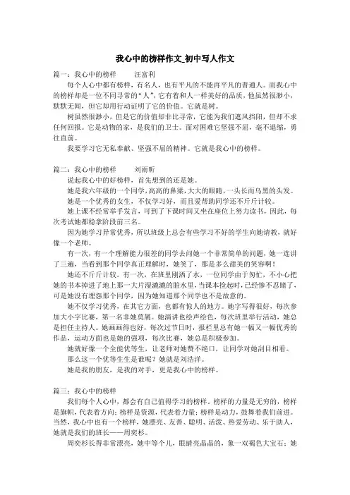 我心中的榜样作文_初中写人作文