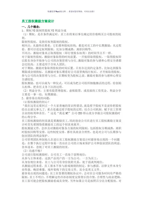 员工股权激励方案设计(参考模板)