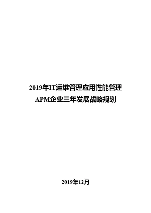 2019年IT运维管理应用性能管理APM企业三年发展战略规划