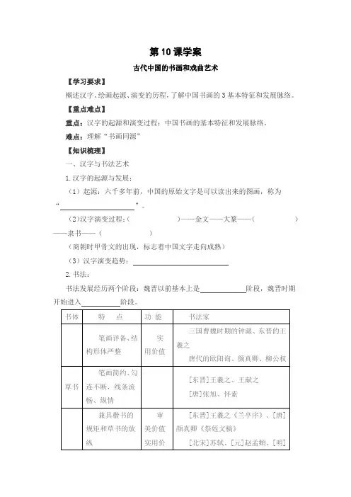 古代中国的书画和戏曲艺术