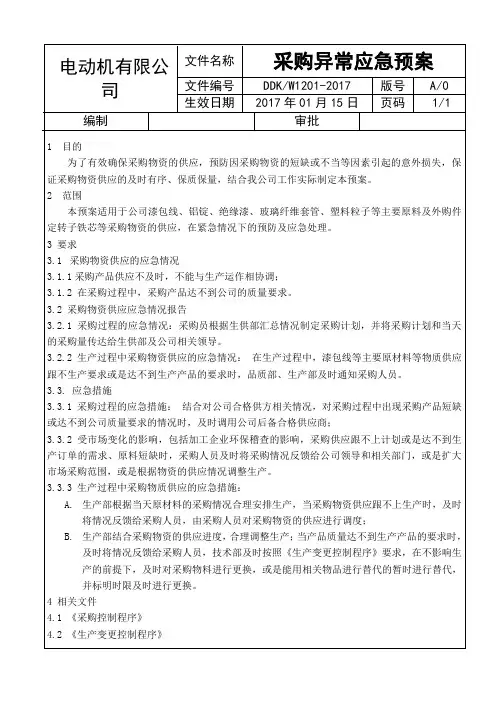 采购应急预案 2