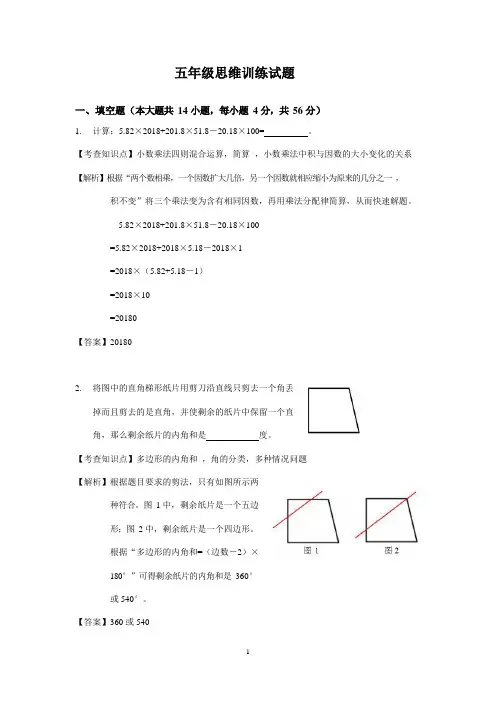 五年级下册数学试题-思维能力训练试题(解析版)全国通用