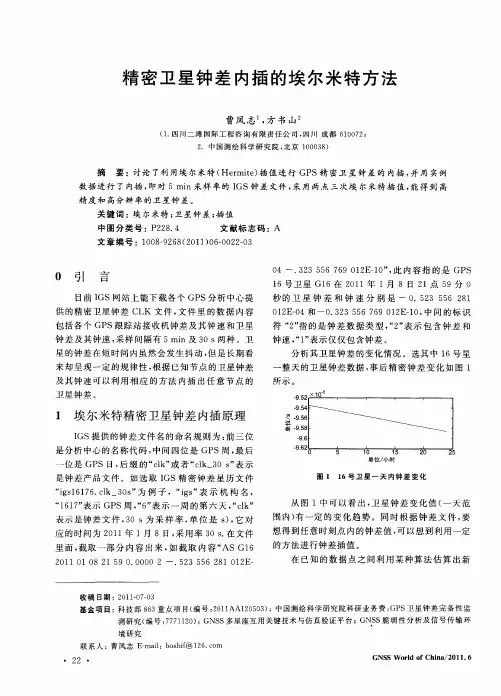 精密卫星钟差内插的埃尔米特方法