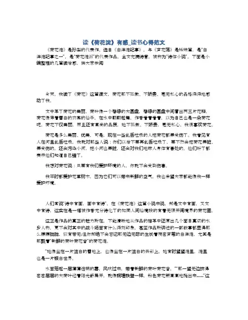 读《荷花淀》有感_读书心得范文