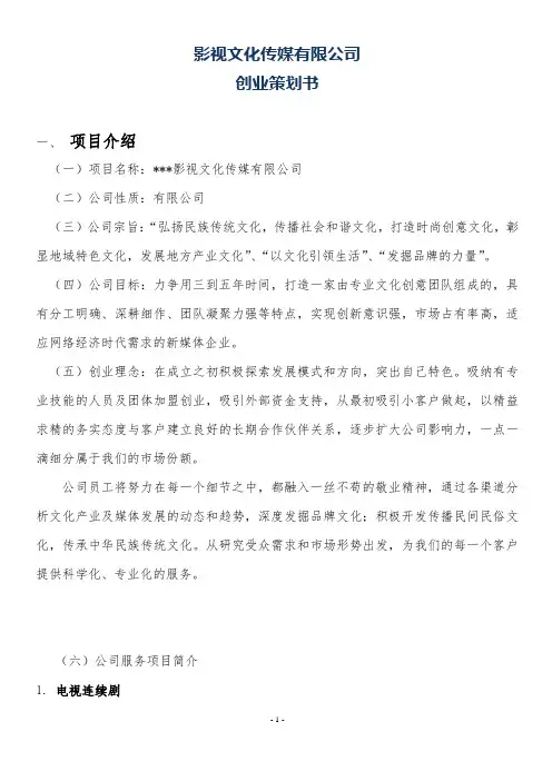 影视文化传媒有限公司创业策划书 (1)