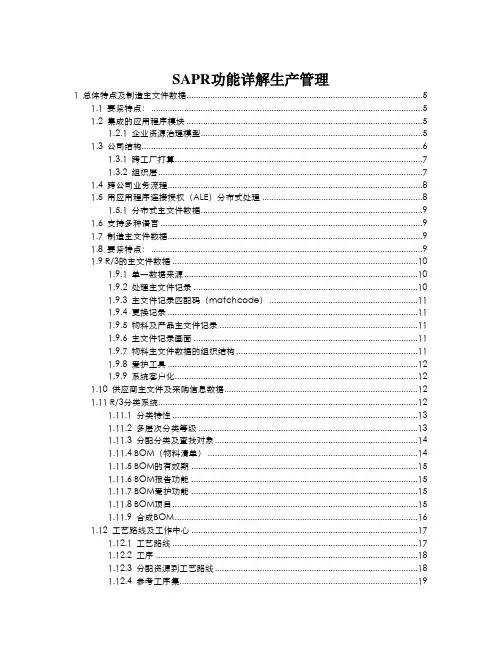 SAPR功能详解生产管理