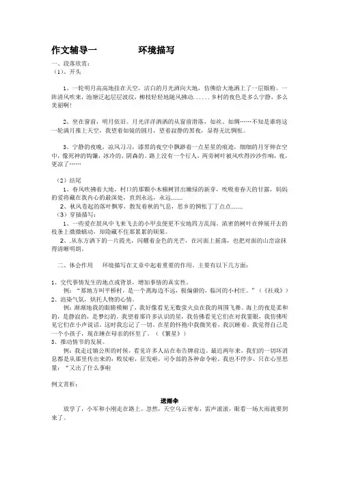 环境描写作文辅导