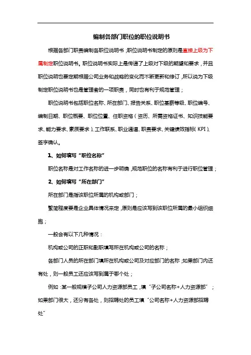 编制职位说明书—非常详细,有用