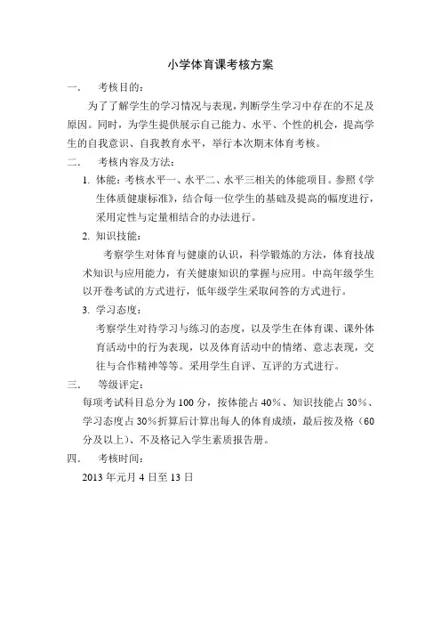 体育课考核方案