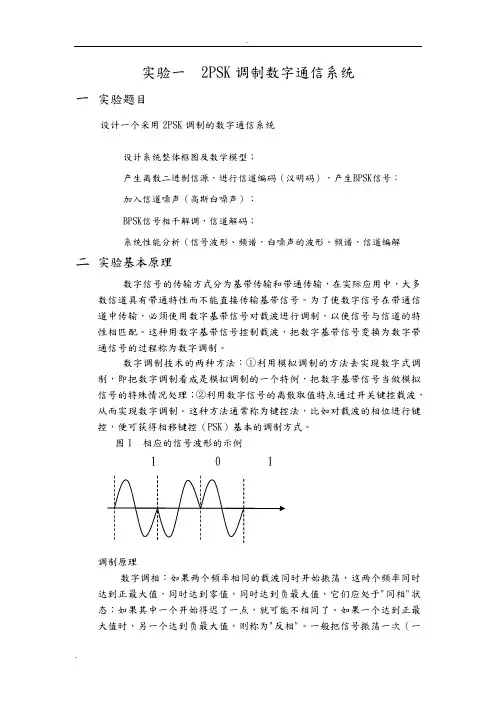 MATLAB2psk通信系统仿真报告